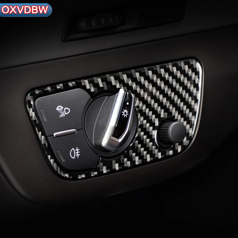

For Audi Q7 S line Carbon Fiber Headlight Switch Cover Trim 3D Sticker Car Styling 2016 2018 2019 Interior Accessories