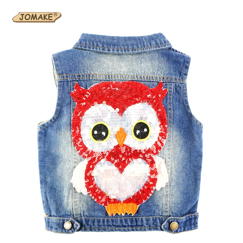 

Kids Vest Fashion Sequins Owl Children Denim Vests Ripped Boys and Girls Ripped Waistcoat Cowboy Baby Clothes Outerwear & Coats