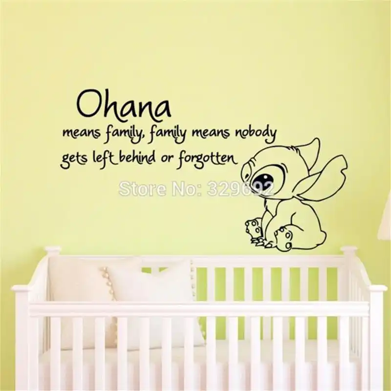 OHANA Significa Familia-Lilo Y Stitch-Disney inspirado Calcomanía Pared Adhesivo
