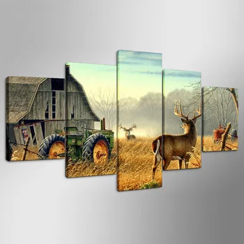 

Canvas Paintings Living Room Wall Art Framework HD Prints 5 Pieces Animal Whitetail Deers Poster Home Decor Farm House Pictures