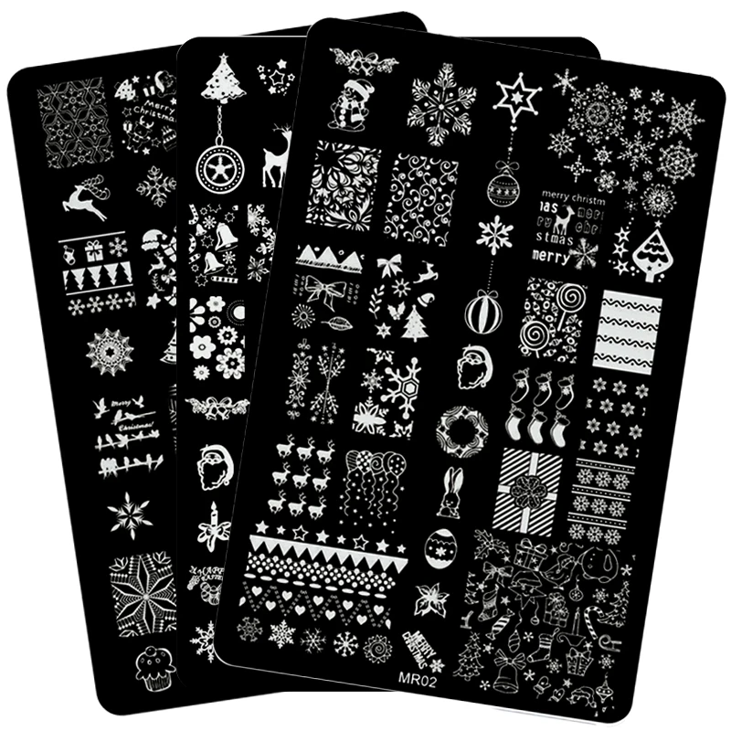 

9.5*14.5CM 3pc Christmas Nail Art Decorations Stamp Decoration Designs Nail Art ImageNail Stamping Plates Manicure Tools