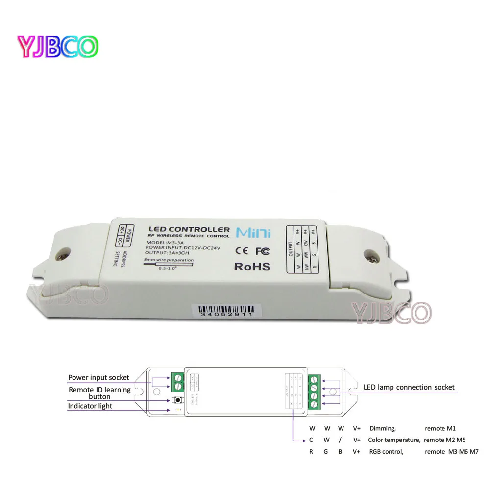 Хорошая цена M1 + M3 3A светодио дный диммер DC12 24V RF Беспроводной пульт