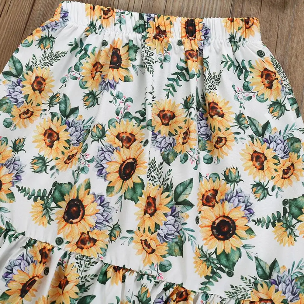 Roupas/детская одежда 2019 г. Летний комплект одежды с подсолнухами для маленьких