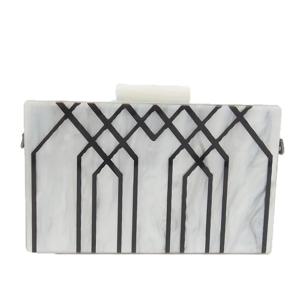 Geometric Striped Acrylic Clutch