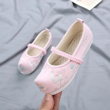

Kids Girls Shoes Ancient Shoes Retro Shoes Flat Single Shoe for Girls Embroidery Folk-custom Breathable Comfortable ST011