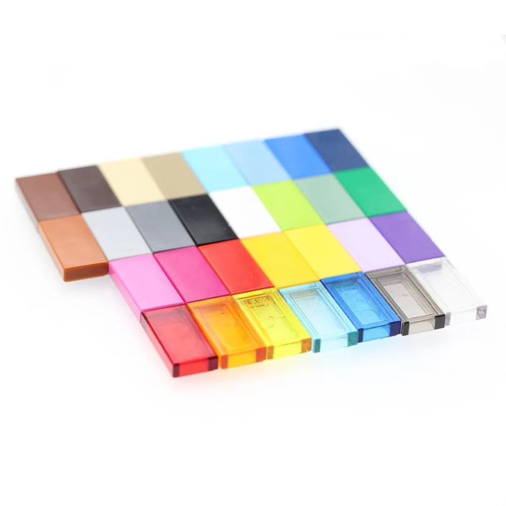 

100 pieces 1X2 DIY flat tile illuminate MOC plastic building blocks bricks toys for children compatible with gathers