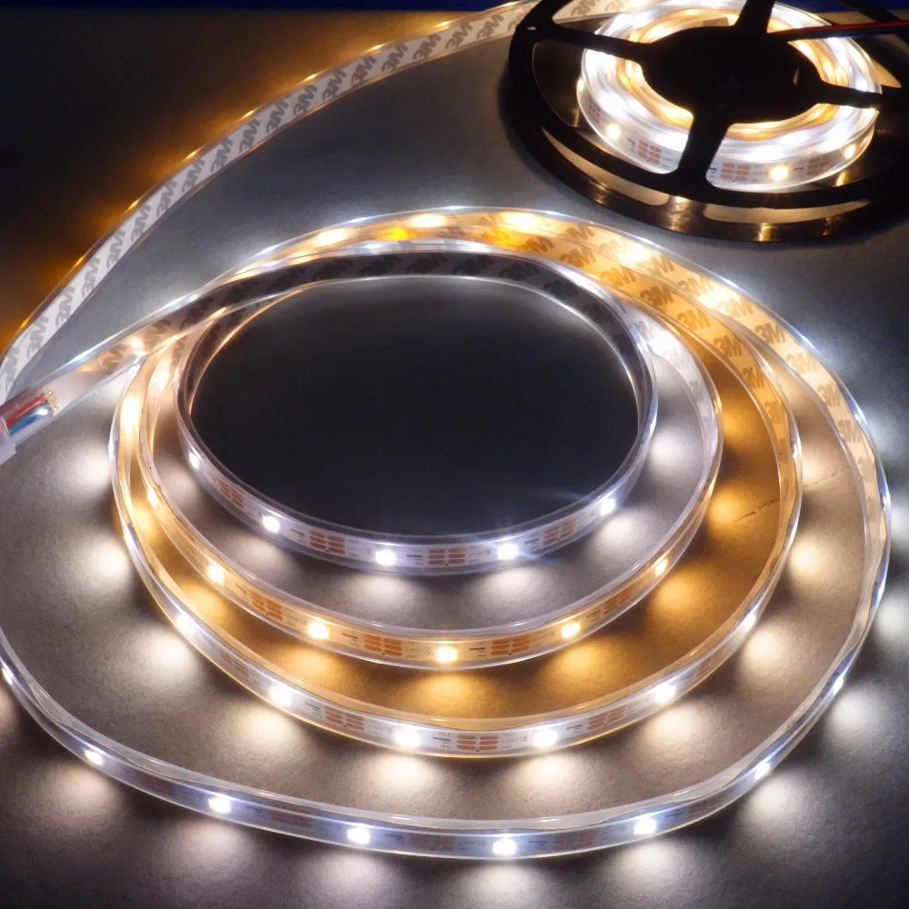 

SK6812WWA(SK6812 IC+warm white+cool white+amber chips inside) led addressable strip;30leds/m;waterproof in silicon tube;5m,DC5V