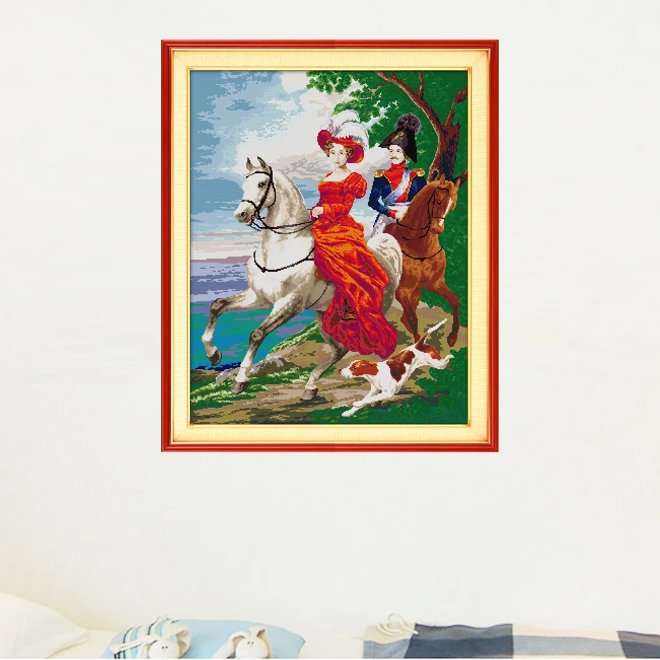 Happy Sunday,Knight couples, Cross Stitch Embroidery Set, Printed Embroidery Set, Needlework, Portrait Cross Stitch embroidery (2)