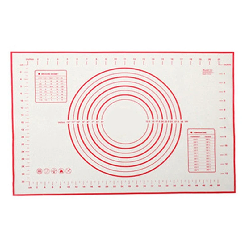 60x40cm Foldable High Temperature Fiberglass Silicone Baking Dough Mat Rolling Cutting Fondant Cake Dough Mat With Scale