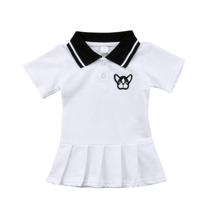 

Cute Toddler Baby Girl Short Sleeve Mini Dress Fashion Children Kids Baby Girl Pleated Party Dress Casual Outfit Cotton Clothes