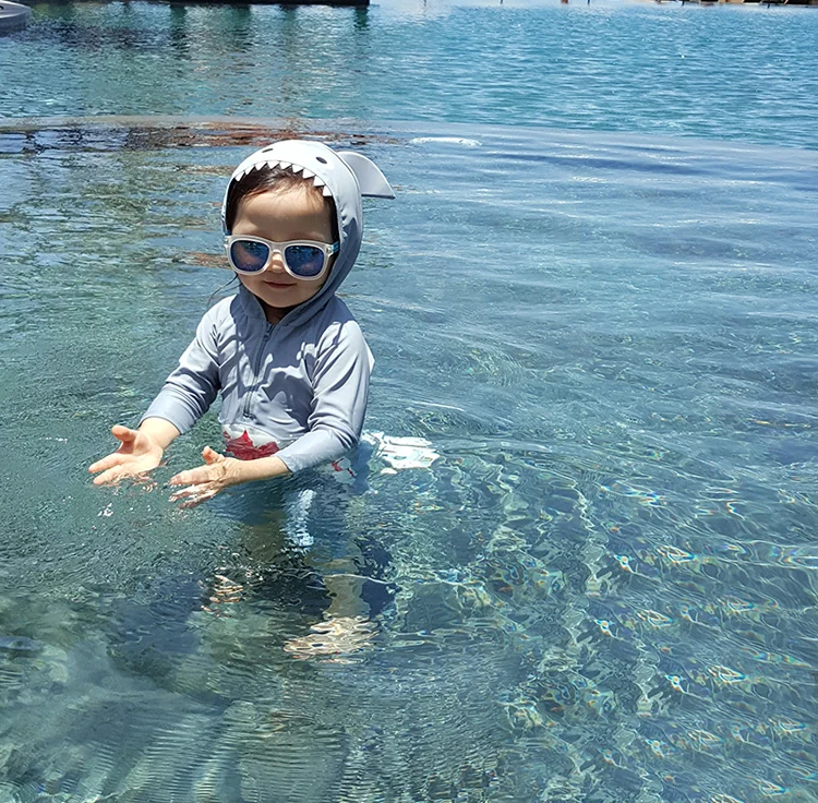 Детский купальный костюм купальник для маленького мальчика с изображением животных Купальник "Акула" Детские ванный Комплект Бассейн Костюмы Защита от ультрафиолетовых лучей, костюм