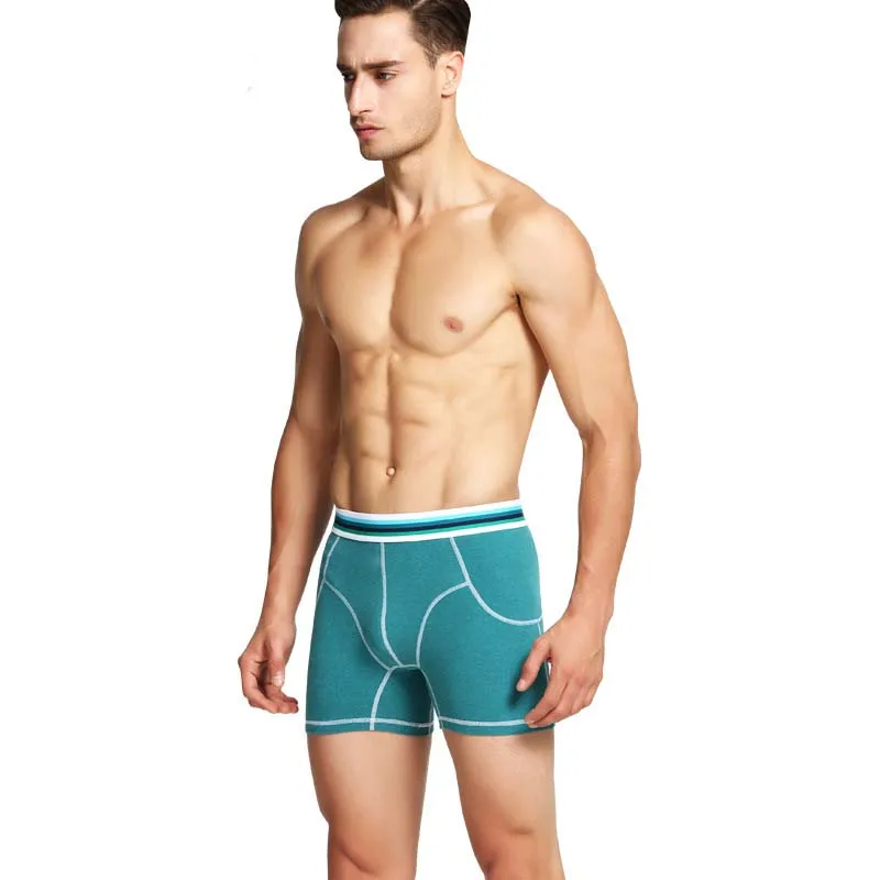 6Pcs\lot Men Long Boxer Cotton Boxer Shorts Men Underwear Mid Waist
