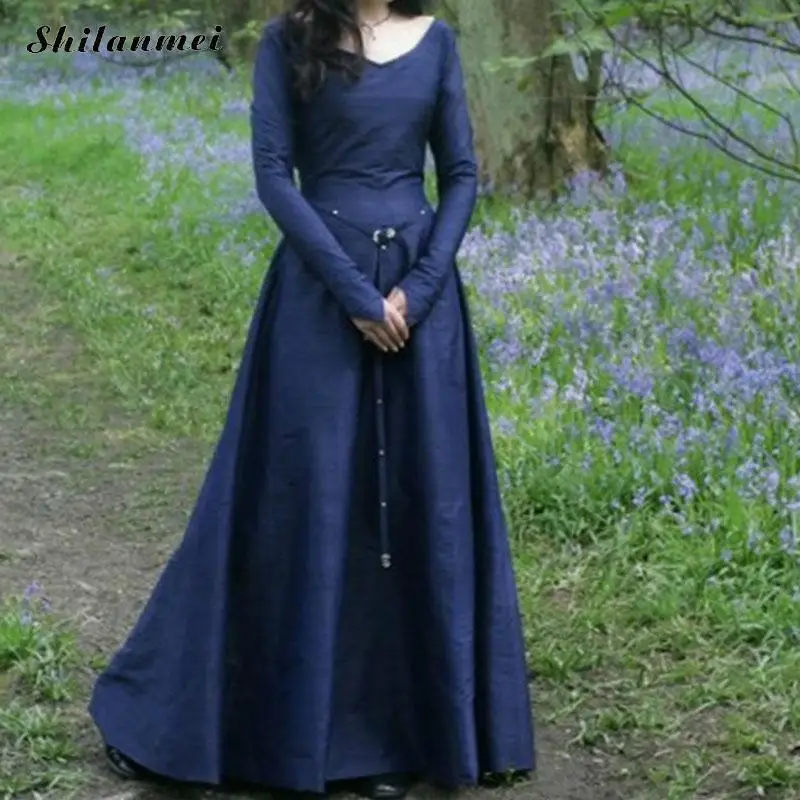 Женское платье принцессы, модное винтажное Бандажное платье с длинным рукавом в средневековом стиле ренессанса, маскарадные платья в средневековом стиле