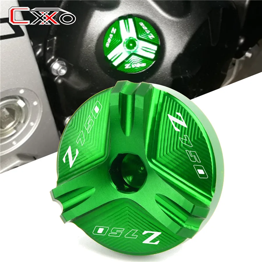 

FOR KAWASAKI Z750/S 2004 2005 2006 2007 2008 2009 2010 2011 2012 Motorcycle Engine Oil Filter Cover Oil Plug Cap with logo