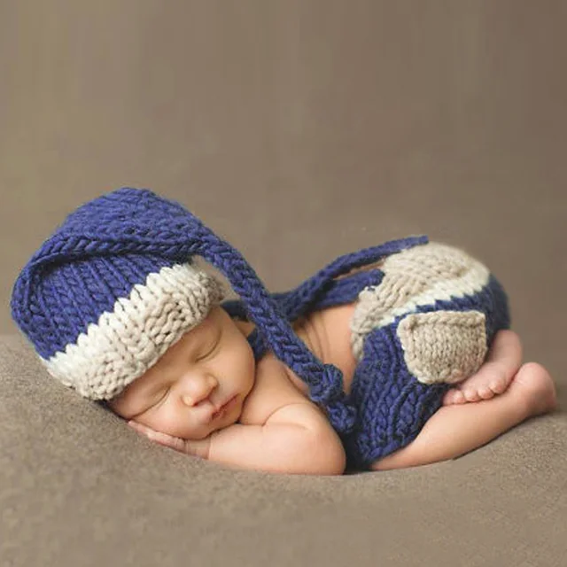 Newborn photography prop blue hat trousers set handmade infant baby costume knitted beanies hat crochet Newborn photography prop blue hat trousers set handmade infant baby costume knitted beanies hat crochet