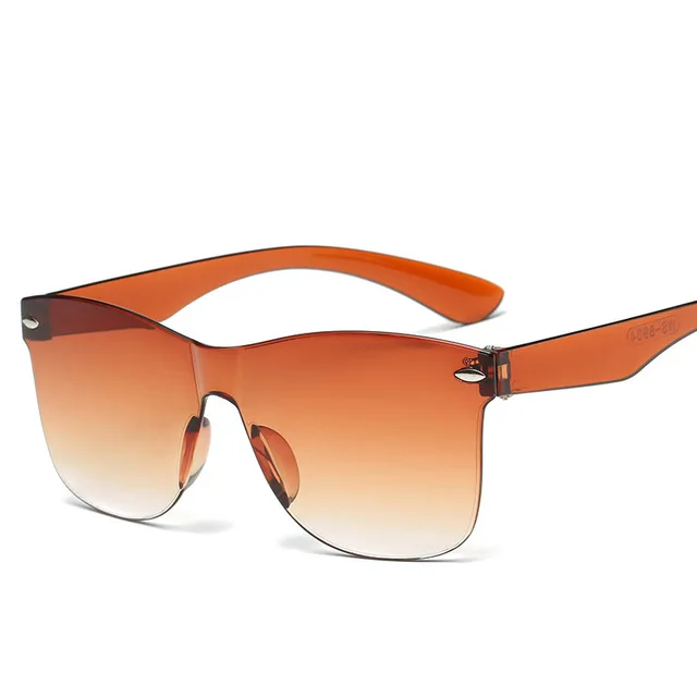Новинка, прозрачные солнцезащитные очки для женщин, винтажные, цветные, Ретро стиль, модные, без оправы, солнцезащитные очки, женские Брендовые очки Oculos De Sol - Цвет линз: Оранжевый