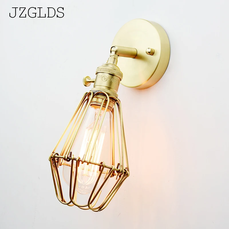 

JZGLDS Modern LOFT copper hand-made retro copper lamp headboard industrial wind simple golden wall lamp