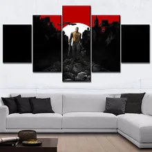 5 Panel Canvas Print Game Wolfenstein 2 Poster Modern Decor Framework The New Colossus Painting Home Decorative Bedroom Wall Art