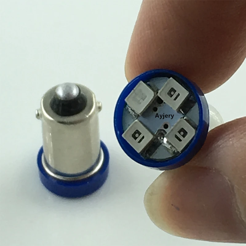 AYJERY 6V 6 3 V 20 шт. BA9S T4W T11 1210 4 SMD светодиодный светильник лампы белого и синего цвета