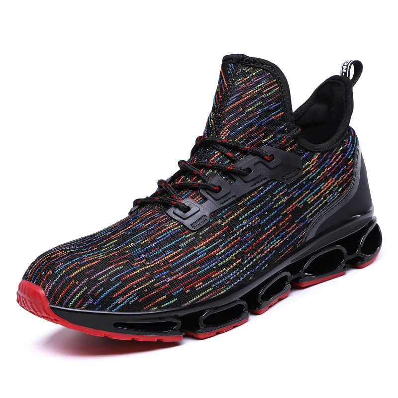 JINBEILEE New Flying Woven Breathable Lightweight Walking Shoes Cushioning Rubber Knife Front Sports Casual Men's Shoes