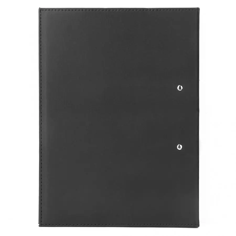 Black PU Leather A4 Loose-Leaf Meeting File Clip Folder Office Conference Business Supplies