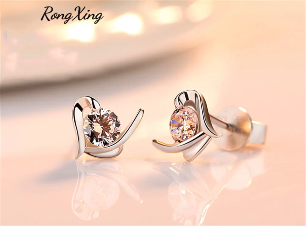 RongXing милые серебряные цветные камень для родившихся в апреле серьги круглые