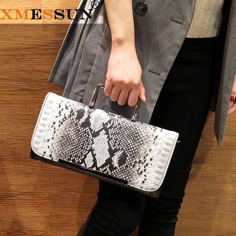 

XMESSUN Snake Clutch Bag For Lady Handbag Fashion Envelope Bag Party Evening Bags Purse Python Embossed Crocodile Day Clutch