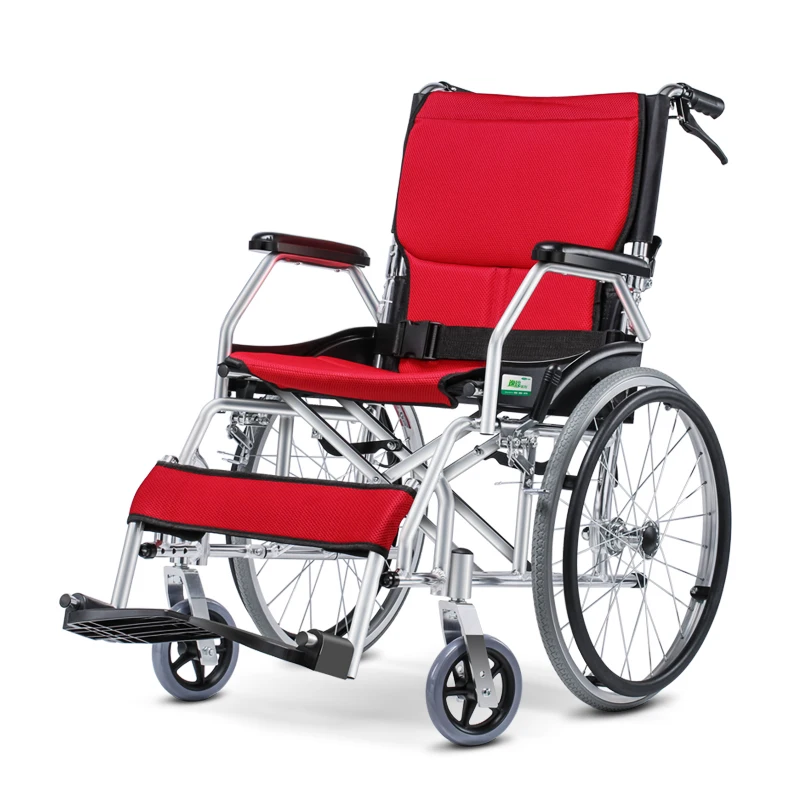 

Cofoe Wheelchair Aluminium Alloy Travel Scooter Portable Folding Portability Push by hand for the Aged the Disabled Blue Red