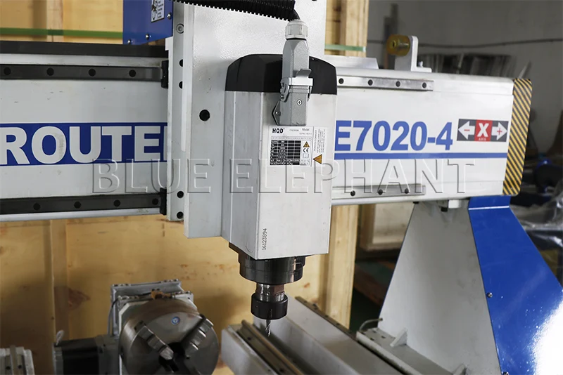 4.5kw hqd spindle of 7020 4 axis cnc router with rotary device