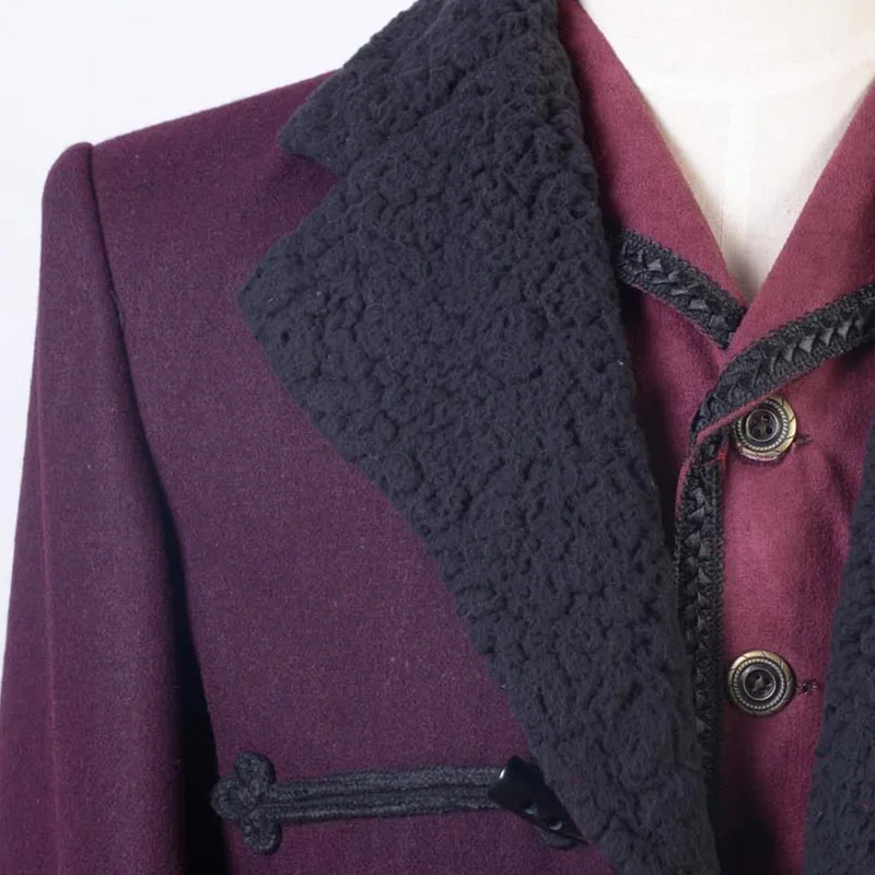 Doctor Who Косплей Тренч жилет костюм фиолетовое шерстяное пальто мужские зимние костюмы куртка одежда для Хеллоуин-вечеринки Рождественская вечеринка пальто