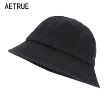 AETRUE Bucket головные уборы женские без рисунка Bob кепки s Панама Sad плоские шляпы для мужчин кепки винтажные вымытые Snapback хлопковые Boonie Панама кепки