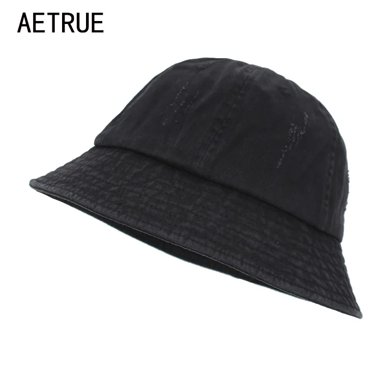 

AETRUE Bucket Hats Women Blank Bob Caps Panama Sad Flat Hats For Men Cap vintage washed Snapback Cotton Boonie Bucket Cap Hat