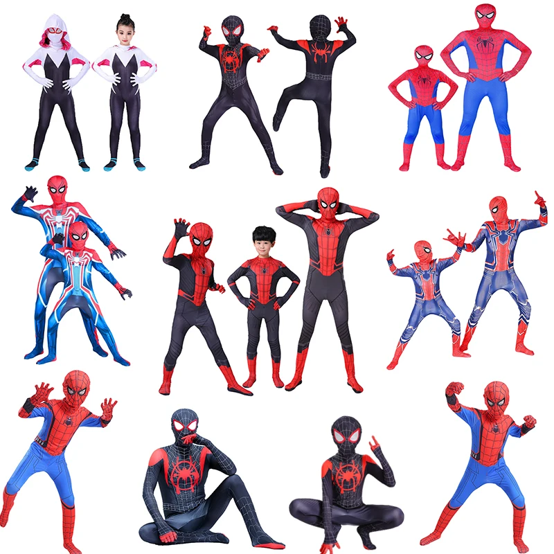 

Spiderman costume Kids Adult Peter Parker Miles Morales Cosplay Costumes Gwen Zentai Spider man Bodysuit Suit Jumpsuits Unisex