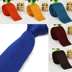 Мужская Мода Solid Tie Knit Вязаные Галстуки плотная галстук узкий тонкий тощий сплетенный Для мужчин галстук