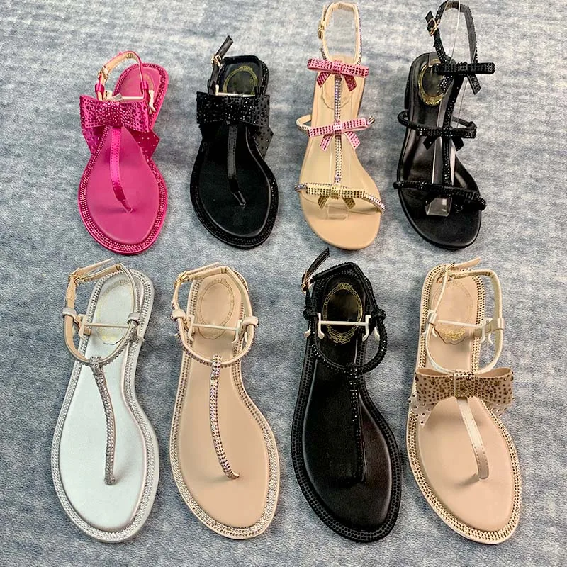 

Crystal Women Flat Sandals Summer Flip Flops Butterfly Ankle Strap Casual Sandals Beach Sandalias Mujer Shoes