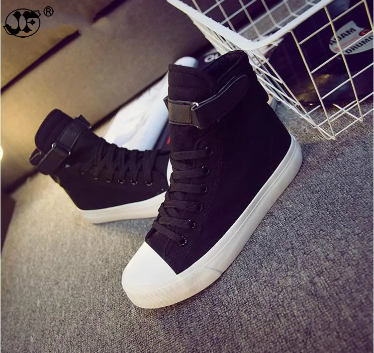 

Fashion High Top Sneakers Canvas Shoes Women Casual Shoes White Flat Female Basket Lace Up Solid Trainers Chaussure Femme966