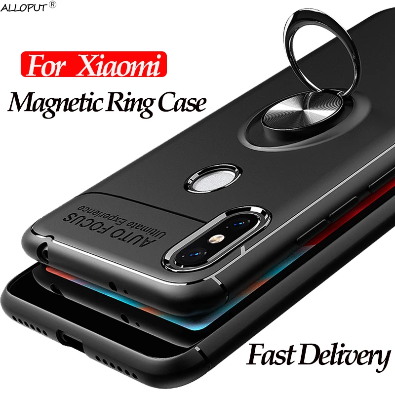 

Magnet Phone Holder Case for Xiaomi Redmi K20 Pro Note 7 Note 5 Pro Note 4X 6A Shockproof Silicone Phone Finger Ring Back Cover