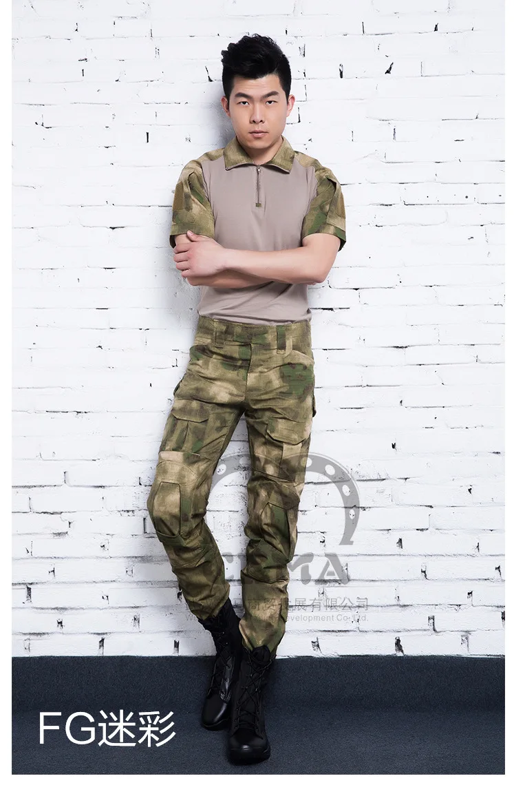 Военная форма Камуфляжный костюм Костюмы Для Мужчин Армия Uniforme Militar Тактический Бой США Футболка + брюки армия костюм