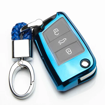 

New TPU Car Key Case Cover For Skoda Octavia A5 A7 A4 2 RS Rapid Kodiaq Yeti Superb 3 Karoq Fabia 2017 2018 Key Ring Accessories