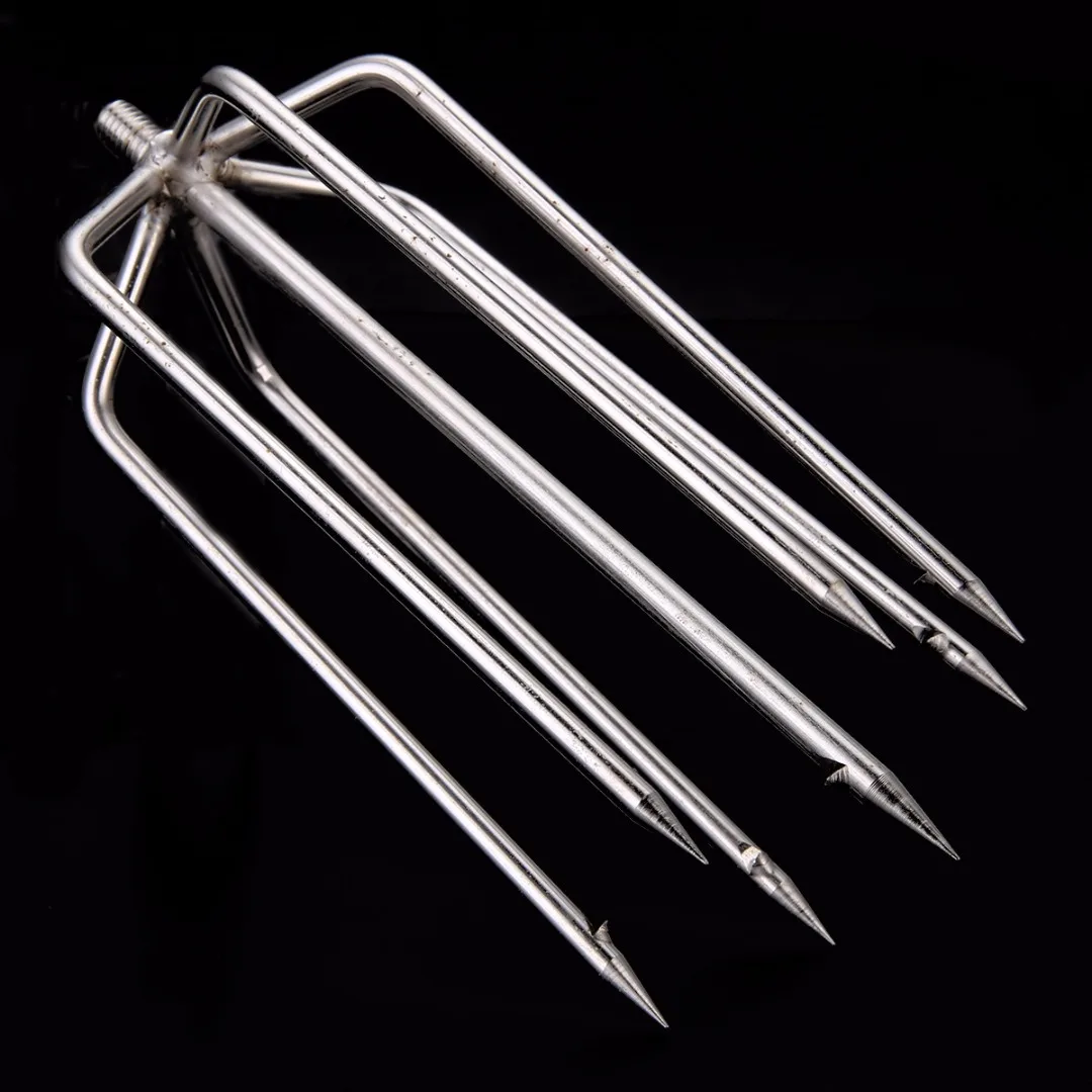Stainless Steel 7 Prong Harpoon Fish Spear Fork Fishing Ice Breaker Silver Diving Spear Gun Gig Fork Fishing Tackle