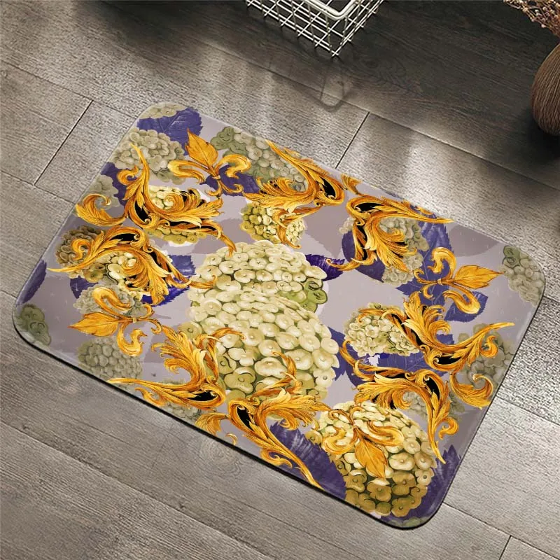 Palace style retro Carpets Hydrangea Pattern Bathroom Floor Mats Toilet Rugs Kitchen Area Rug Pads Absorbent Front Door Mats Palace style retro Carpets Hydrangea Pattern Bathroom Floor Mats Toilet Rugs Kitchen Area Rug Pads Absorbent Front Door Mats
