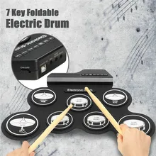 7 Pad Digital Electronic Foldable Roll Up USB font b Drum b font Kit Drumstick Pedal