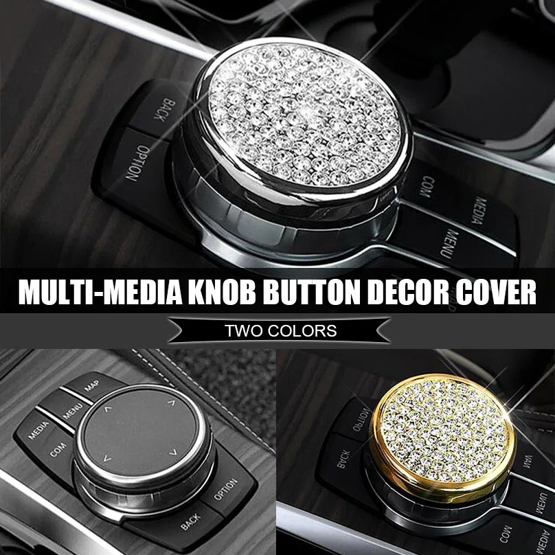 

1Pcs Crystal Diamond Car Interior Multimedia Knob Button Decoration Cover Cap Trim For BMW 3 4 series