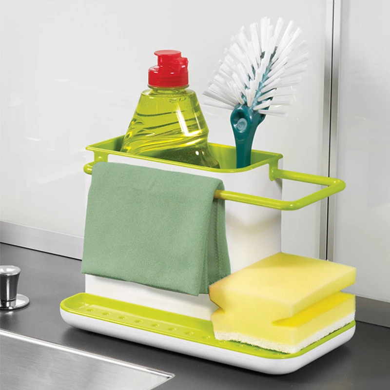 

Sponge Kitchen Box Draining Rack Dish Self Draining Sink Storage Rack Organizer Stands Utensils Towel Rack Storage Kitchen Tool