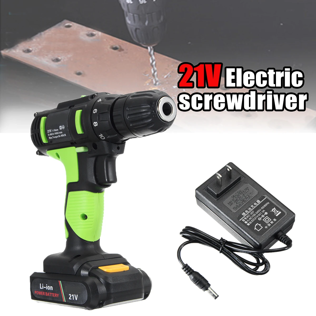 Rechargeable Electric Screwdriver 21V Li-ion Electric Charging Power Drill Two Speed 30-45Nm Hand Tools 21v battery screwdriver electric mini cordless two speed charged drill power tools impact li ion screwdriver drille