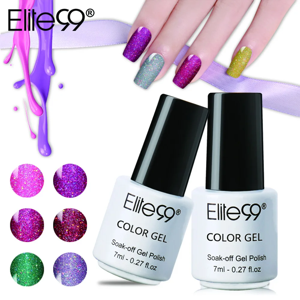

Elite99 7ml Super Bling Neon Nail Gel Soak Off UV Color Gel Nail Polish Color Nail Art Red Diamond Glitter UV Gel Varnish