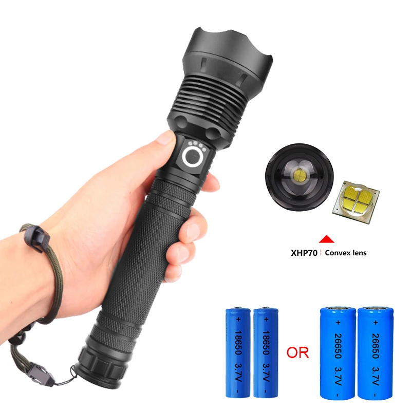 

xhp70 Super bright led flashlight cree xhp70 zoomble torch flashlight usb 18650 or 26650 Rechargeable lampe torche waterproof