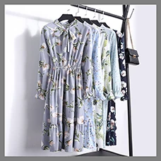 Vogue-Women-Chiffon-Dress-Chic-Print-A-Line-Knee-Length-Dress-2019-New-Kawaii-Bow-Lace