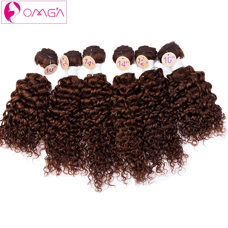 

OMGA Brazilian Curly Virgin Hair 6pcs/set Human Hair Extensions Curly Hair Weaves 2*10 2*12 2*14 200g/set  7A Grade Freeshipping