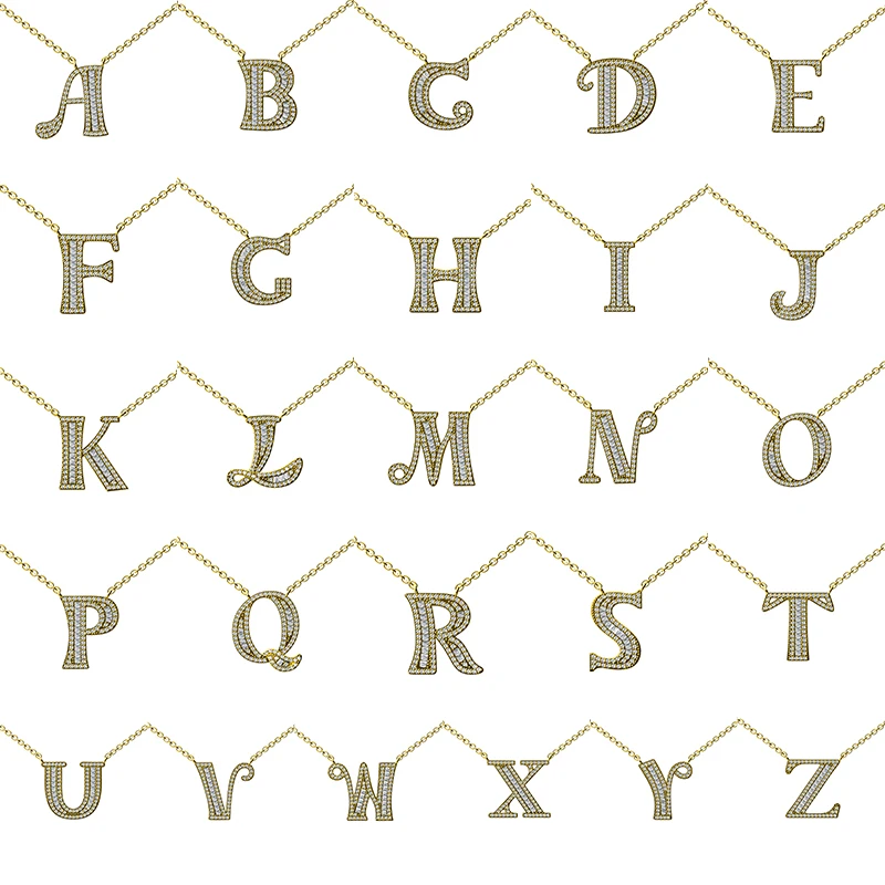 YANMEI Gold Alphabet Letter A To Z Pendant Chain Necklace For Women Hot Sale Cubic Zircon Necklaces Jewelry YMD1227 | Украшения и